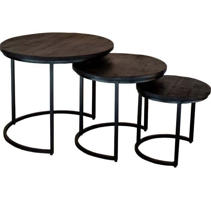 Salontafel set Quincy - mangohout - zwart