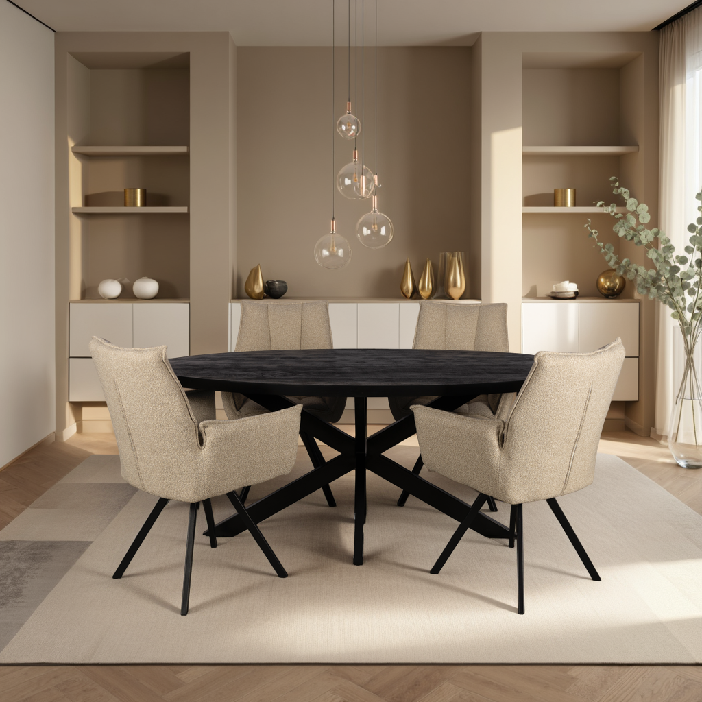 Ovale eettafel - 190 cm - Zwart - Mangohout