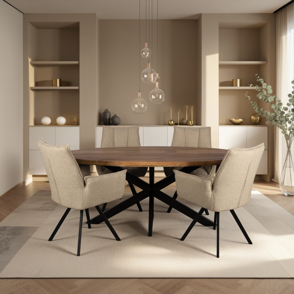 Combi Deal Naturel Ovale Eettafel + 4 Naturel St tropez Draaistoelen