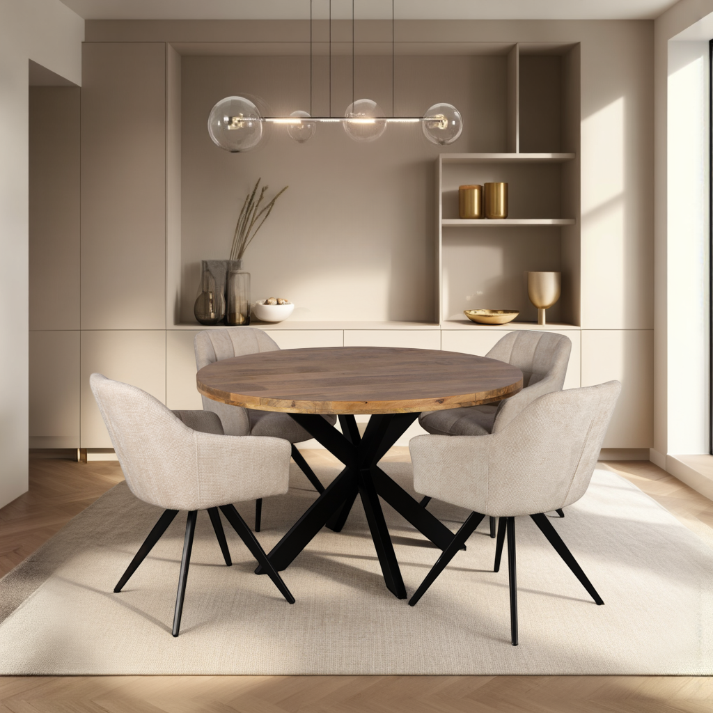 Ronde eettafel - 120 cm - Naturel - Mangohout