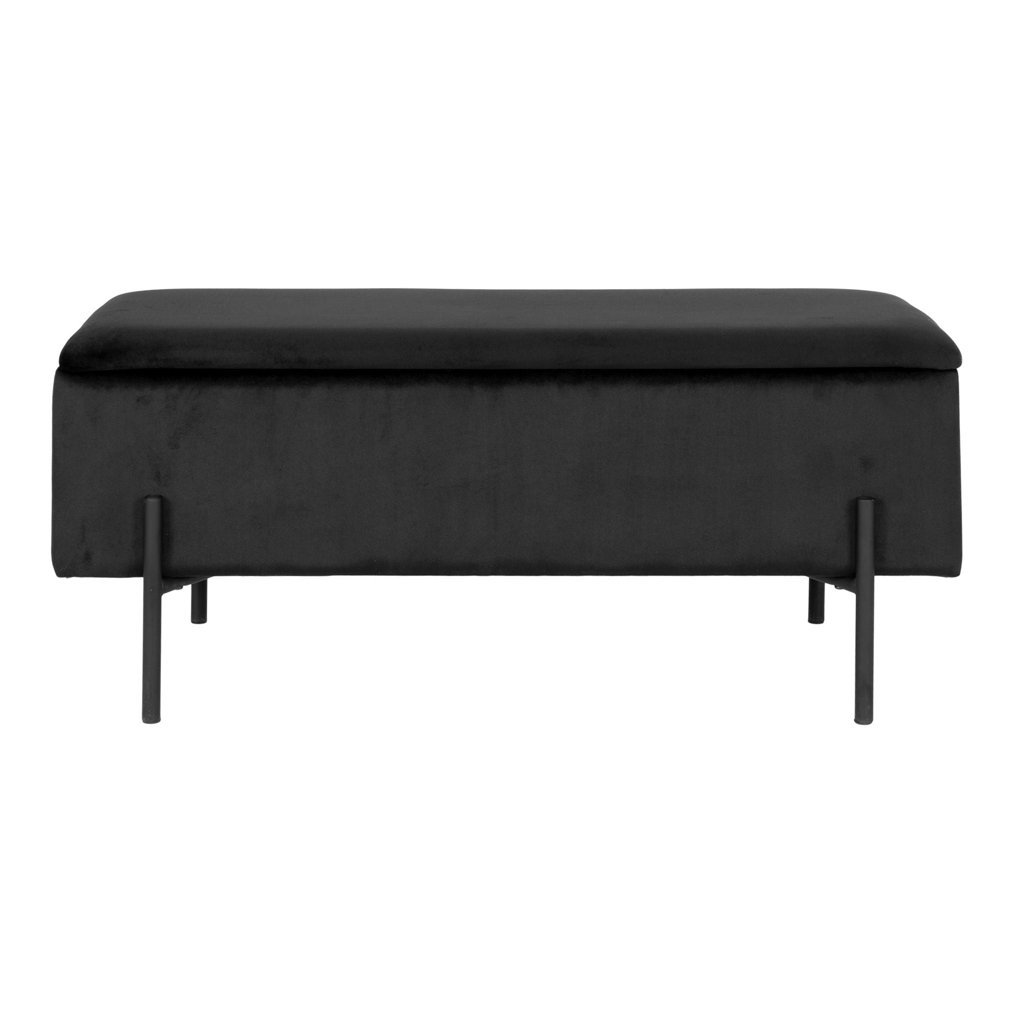 Watford Bench - Bench in black velvet with storage HN1207