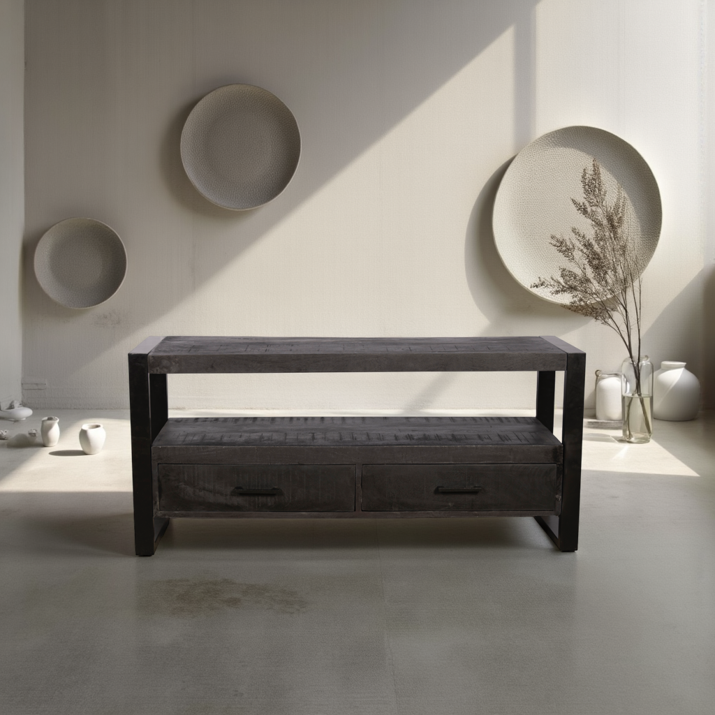 Tv meubel TOON zwart 120 cm mangohout