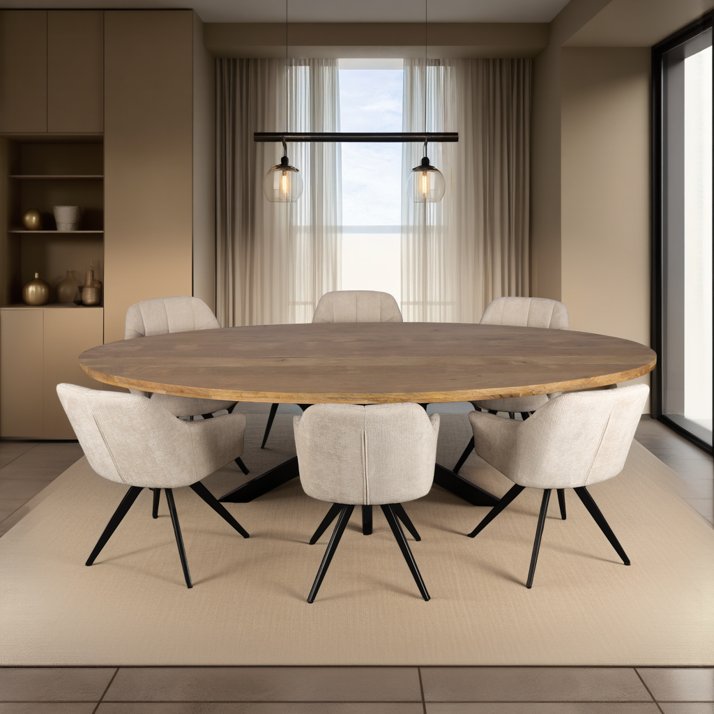 Ovale Eettafel - 260cm - Naturel - Mangohout
