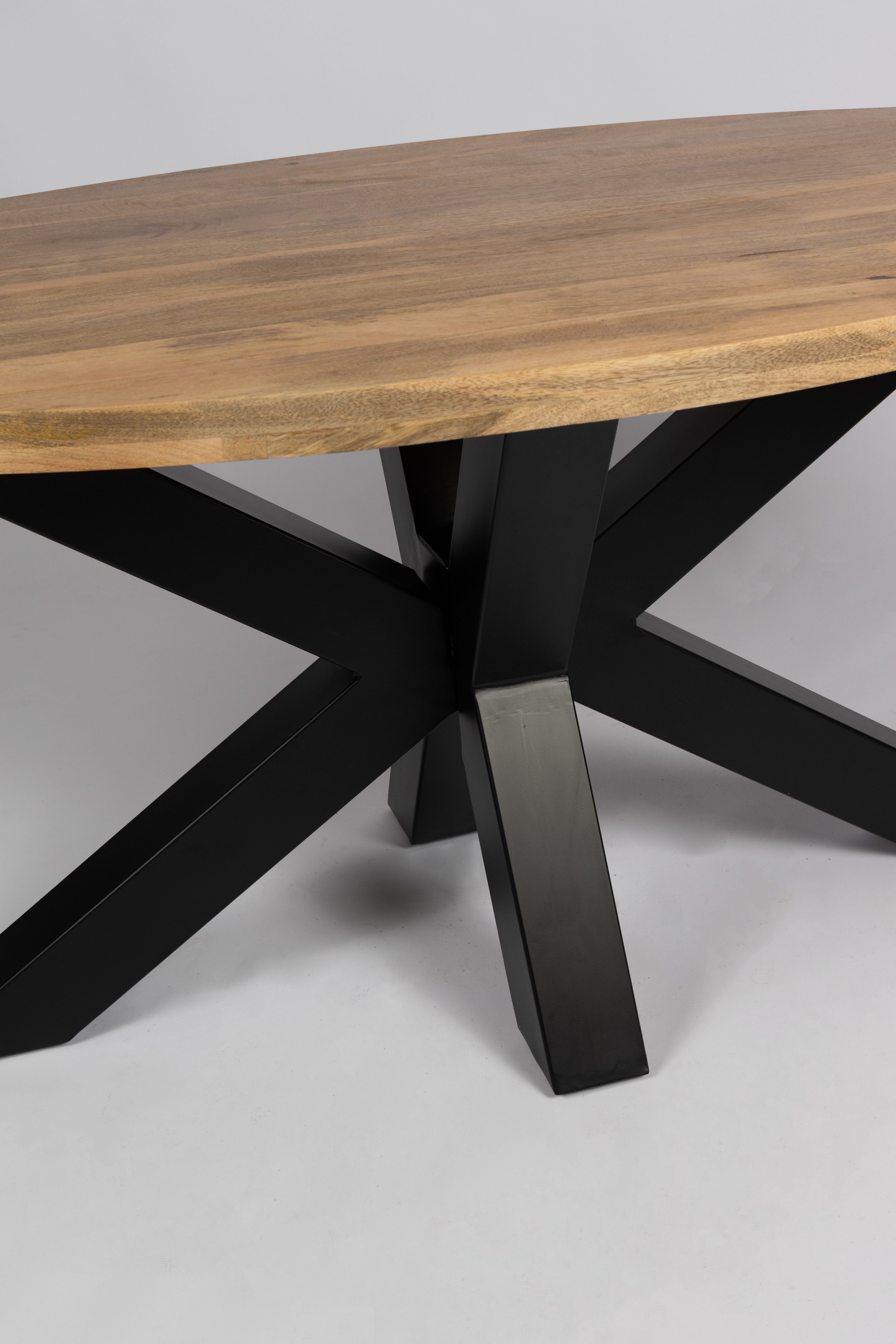 Ovale Eettafel - 190cm - Dik Frame - Naturel - Mangohout
