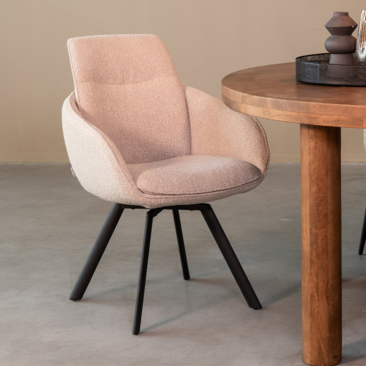 Eetkamerstoel Beauty - Naturel - Boucle