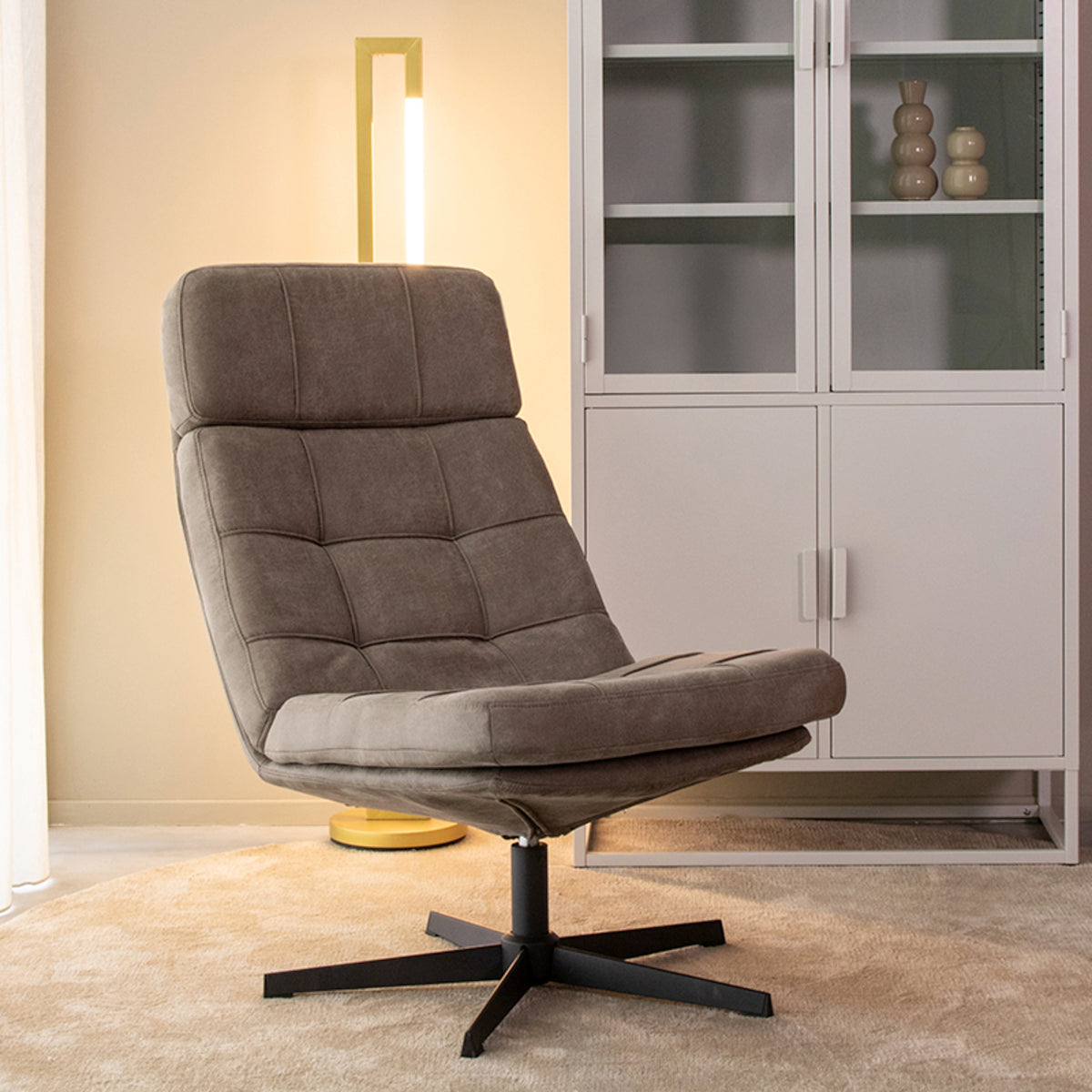 Relaxfauteuil Alvar - Taupe - Micro suede