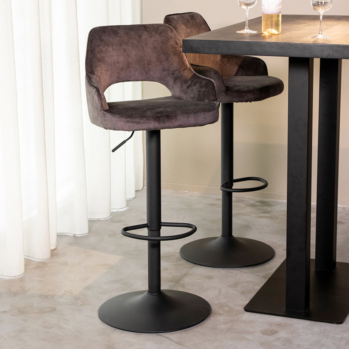 Barkruk Fer - Antraciet - Velours