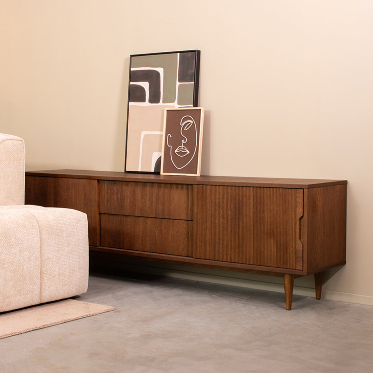 Tv-Meubel Jule - Walnoot - Eikenfineer - 200 cm