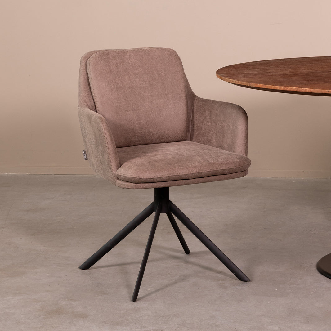 Eetkamerstoel Joy - Taupe - Microfiber