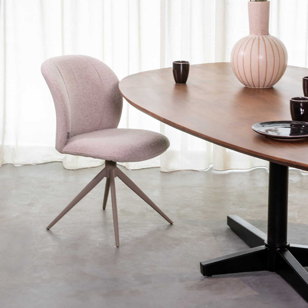 Eetkamerstoel Kimo - Naturel - Bouclé