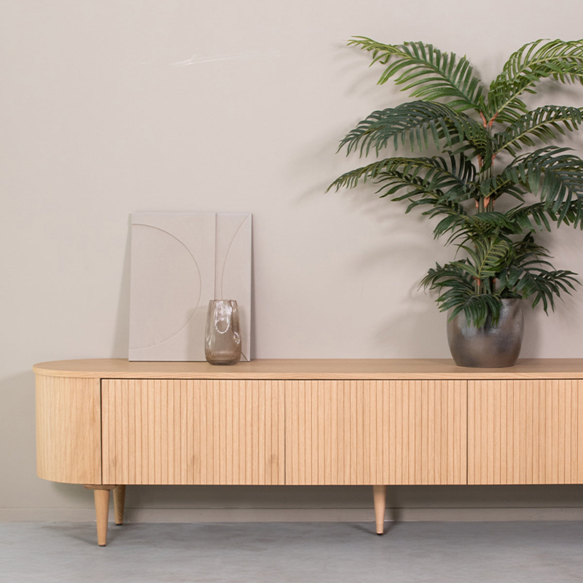 Tv-Meubel Oliva - Naturel - Eikenfineer - 220cm