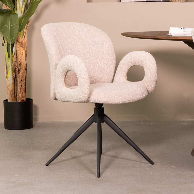 Eetkamerstoel Neo - Naturel / zwart - boucle