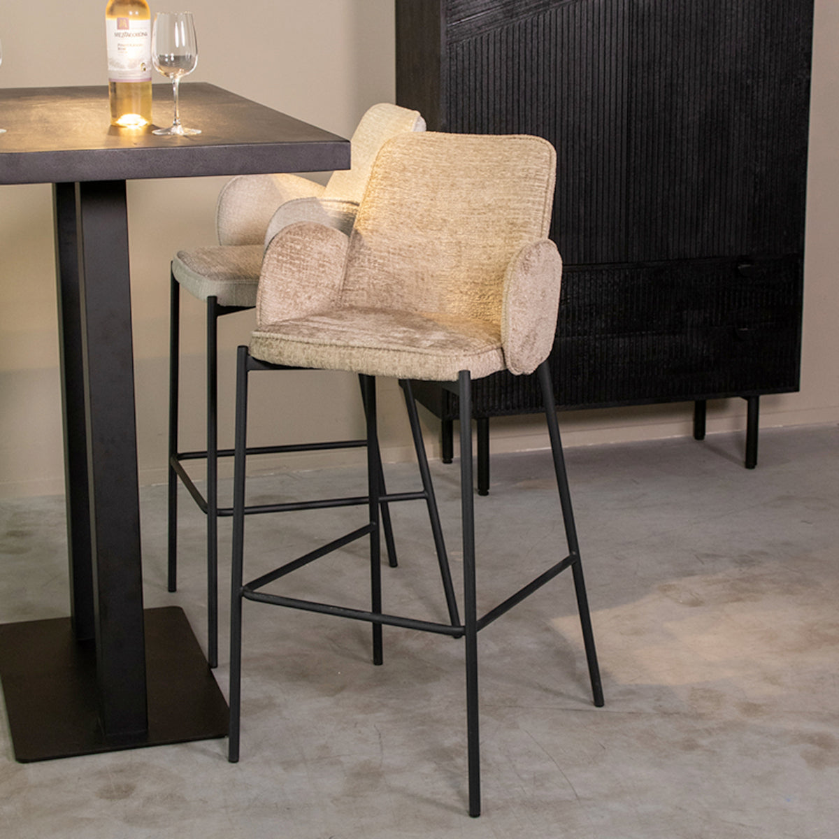 Barkruk Joni - Beige - Fluweel