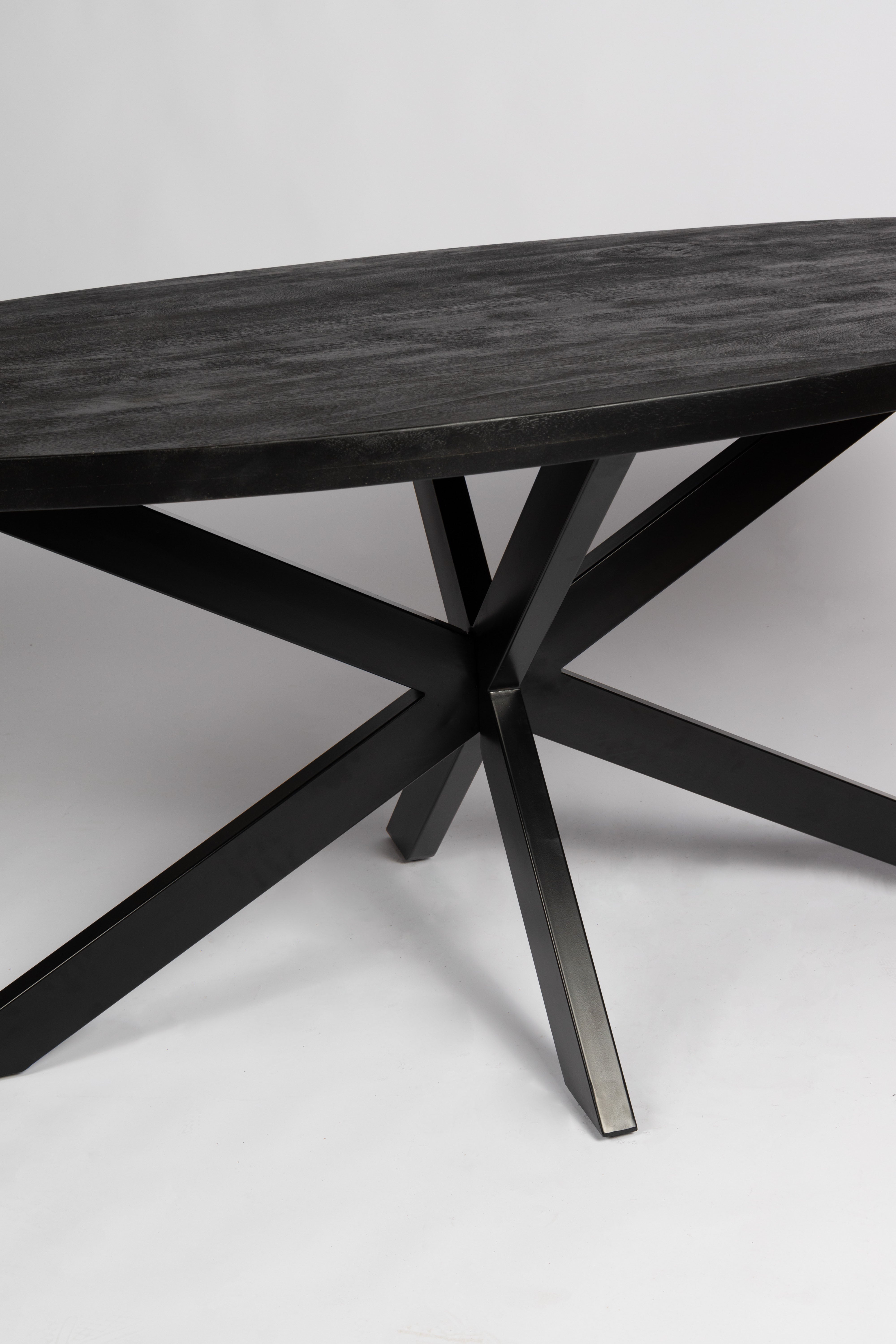 Combi Deal Zwarte Ovale Eettafel + 4 Taupe Draaistoelen