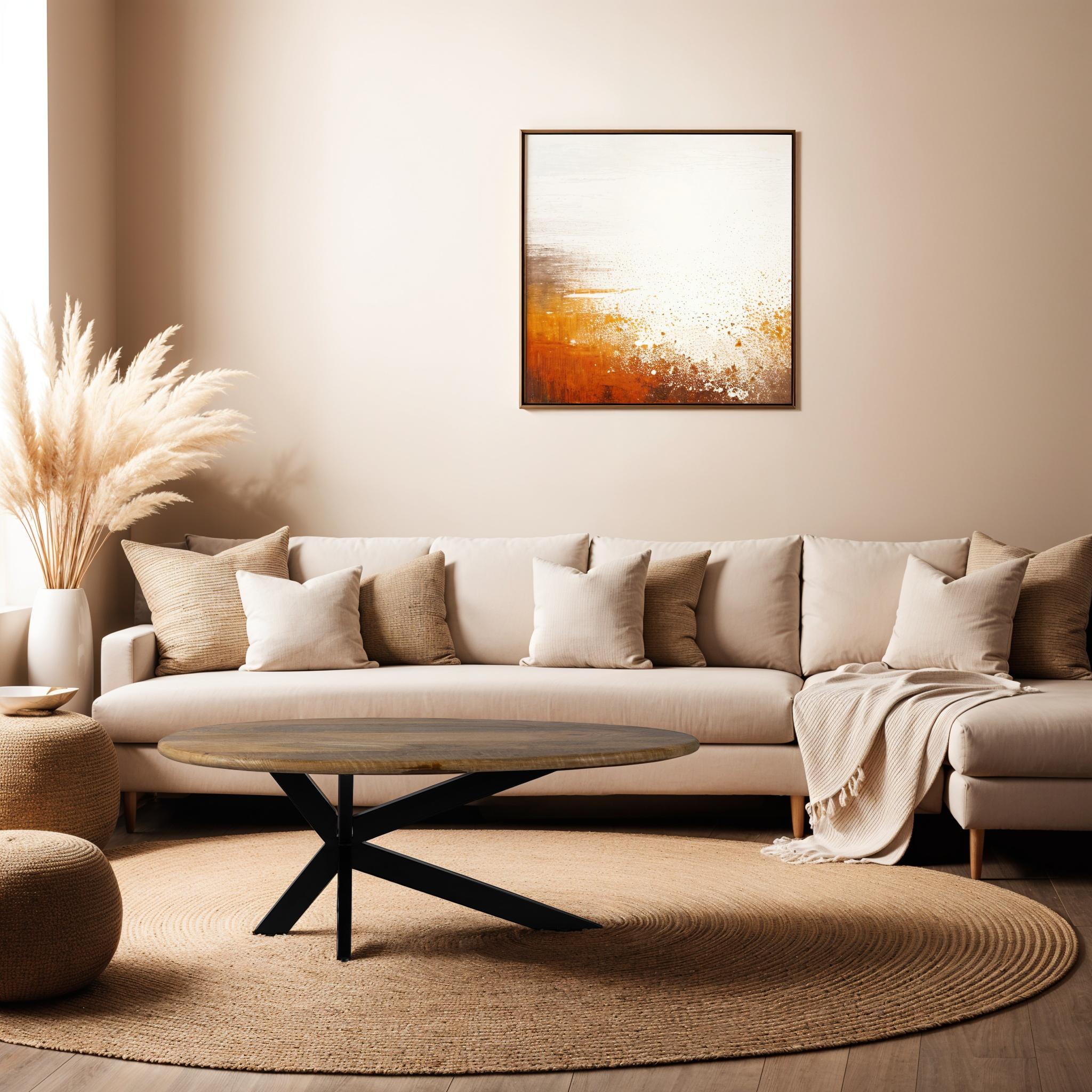 Ovale Salontafel - 120 cm - Naturel - Mangohout