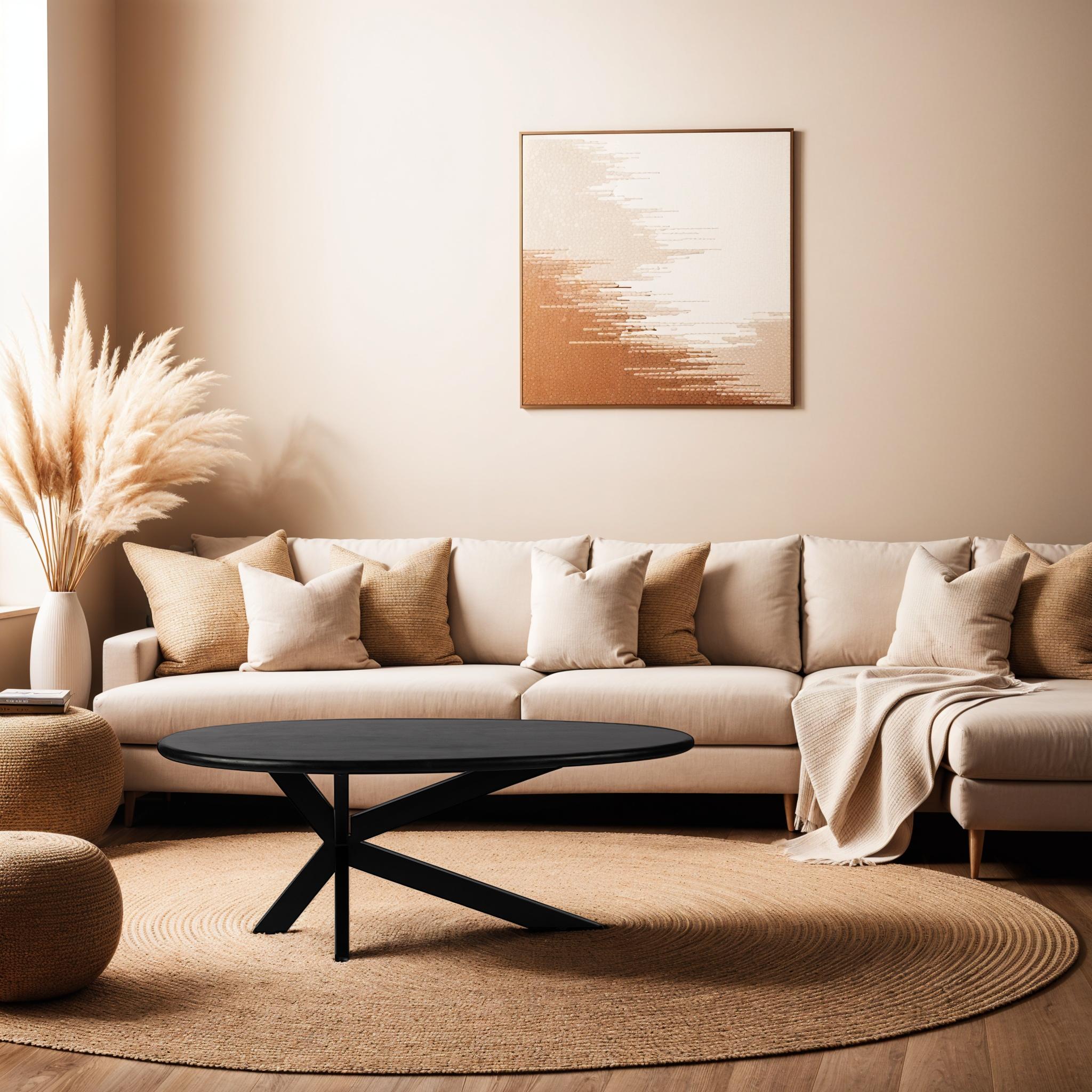 Ovale Salontafel - 120 cm - Zwart - Mangohout