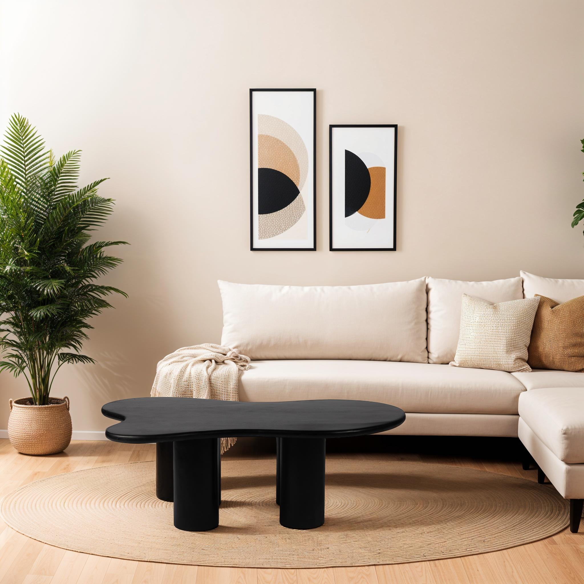 Organische salontafel - 110 cm - Bruin - 4 poten - Mangohout