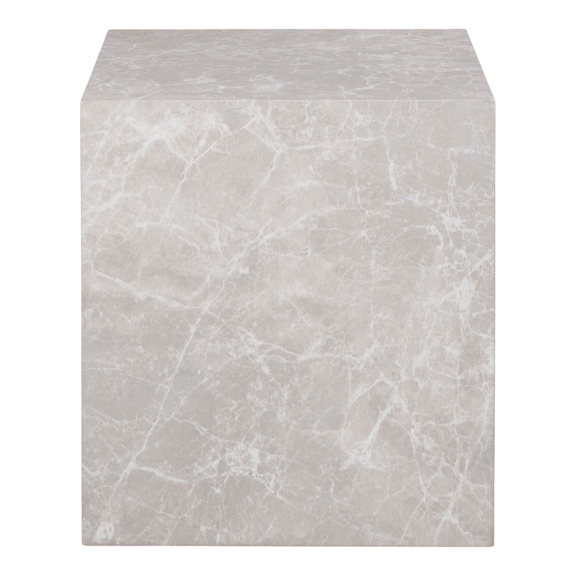 Prague Side Table - Side Table, marble look, beige 40x40x45 cm