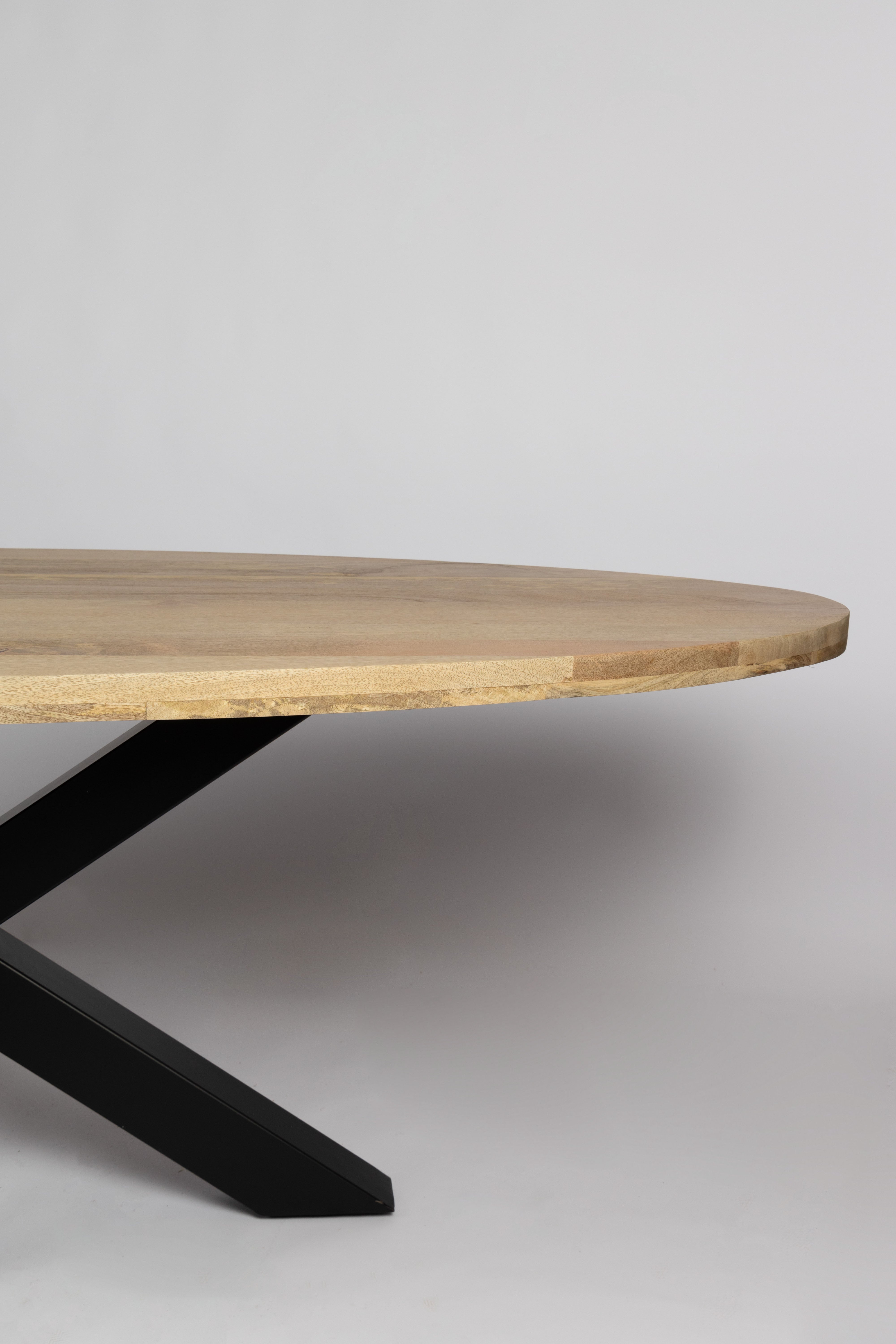 Ovale Eettafel - 220cm - Dik Frame - Naturel - Mangohout