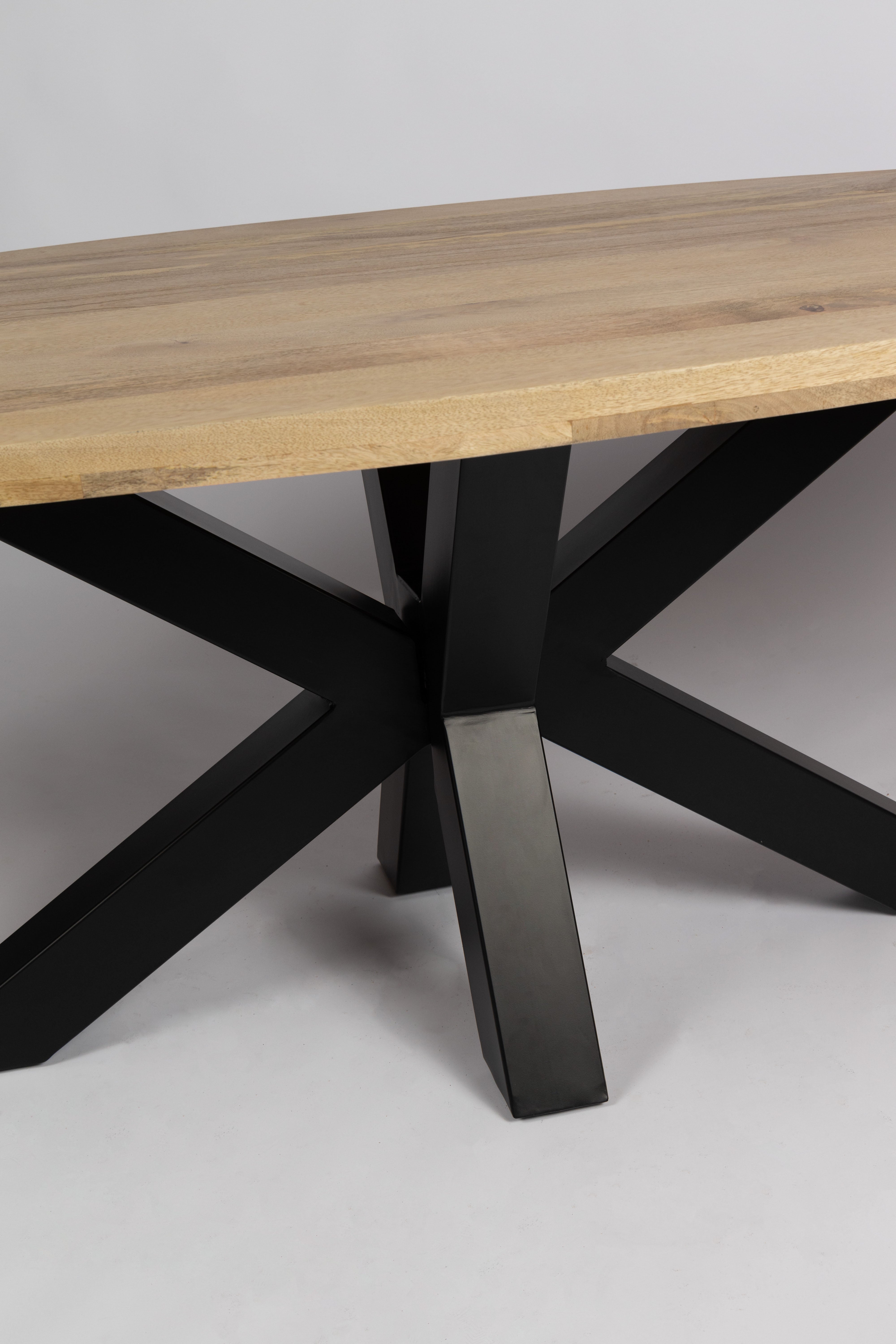 Ovale Eettafel - 240cm - Dik Frame - Naturel - Mangohout