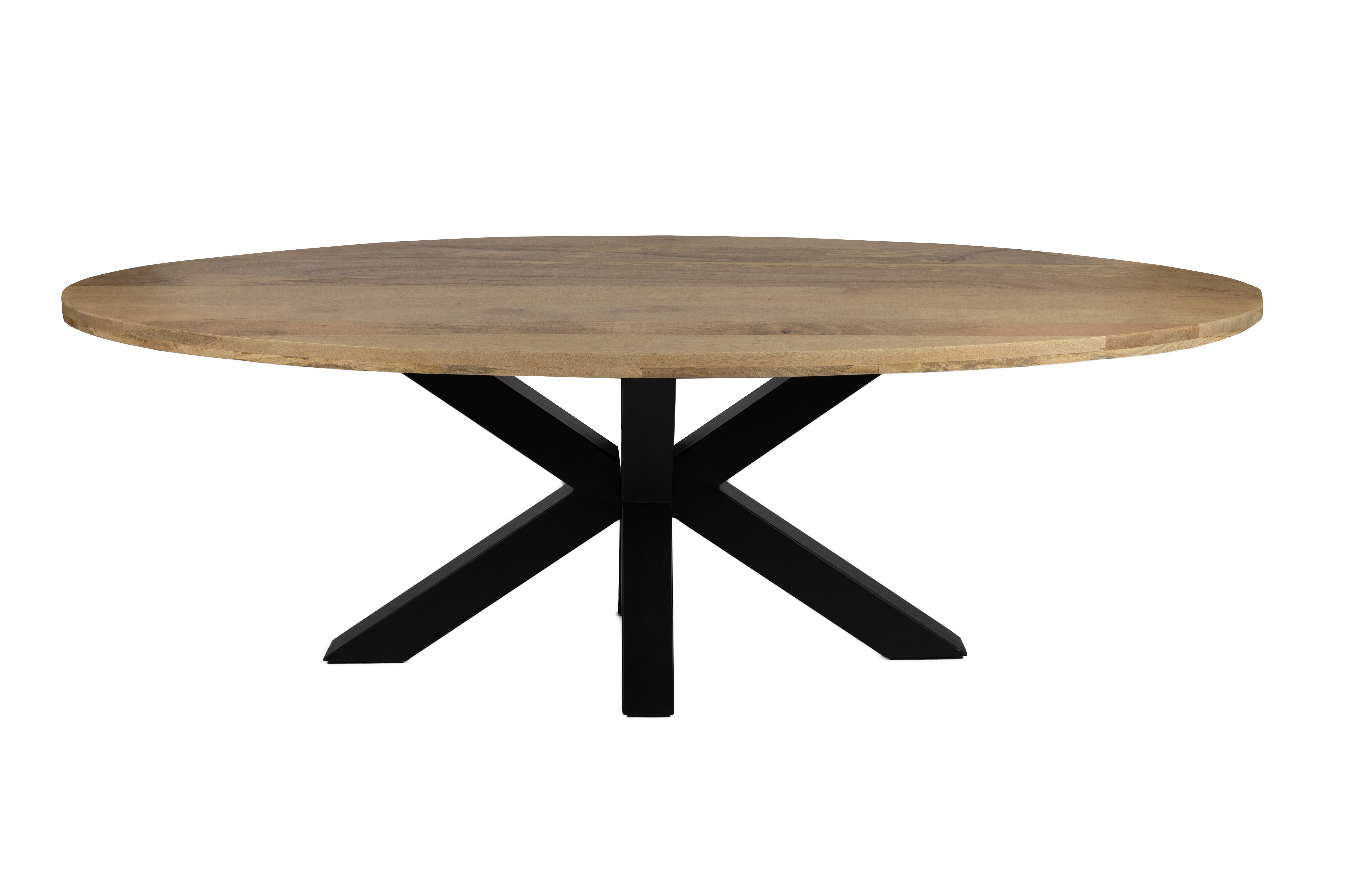 Ovale Eettafel - 220cm - Dik Frame - Naturel - Mangohout
