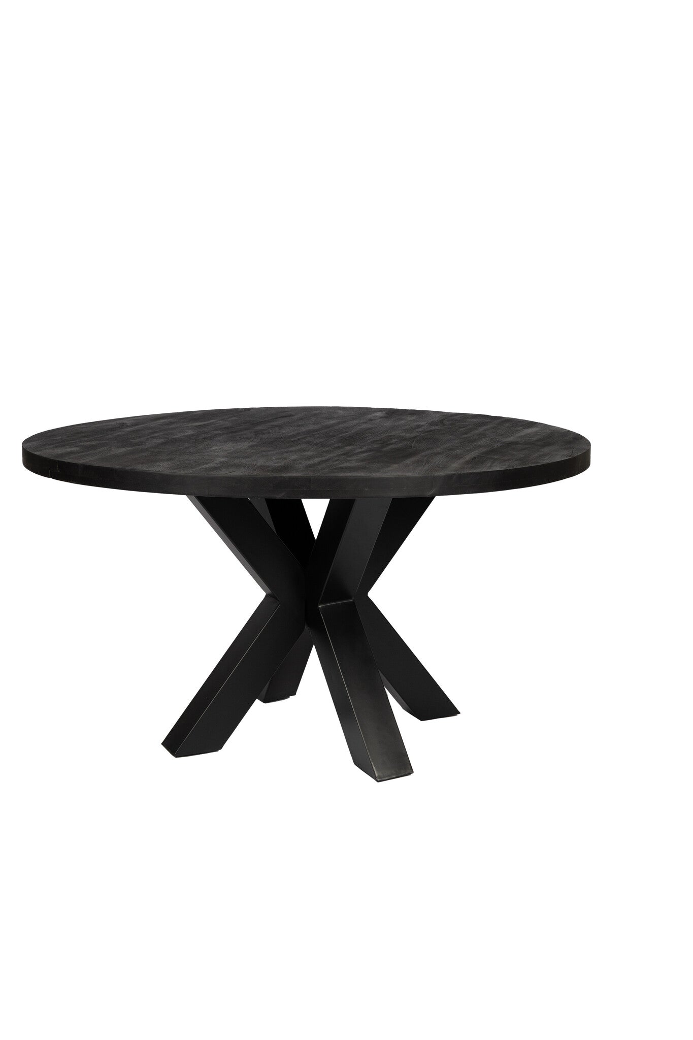 Ronde eettafel - 180 cm - Zwart - Mangohout - Dik frame