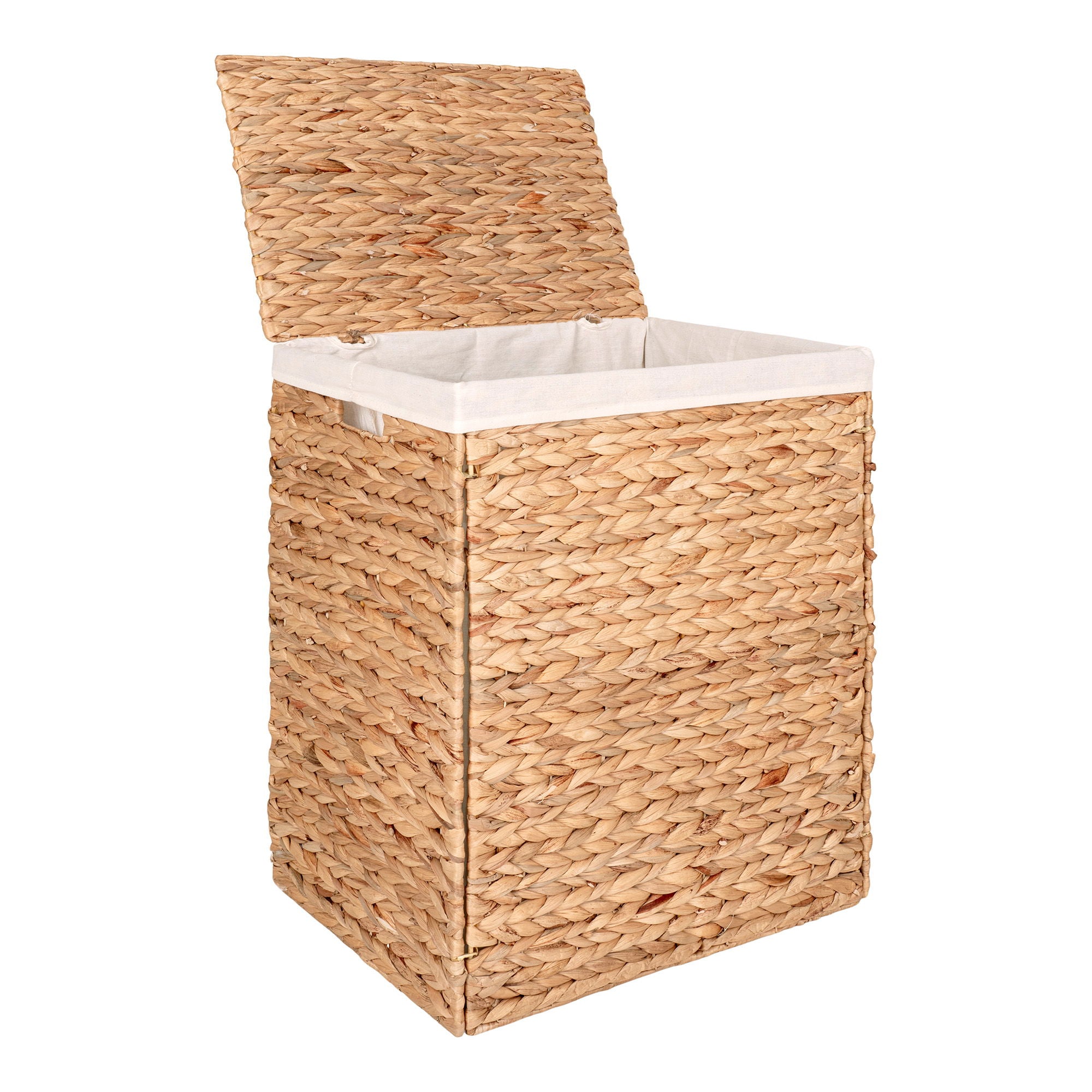 Passo Laundry Basket - Laundry basket w. lid in water hyacinth, nature, rectangular, incl lining, 43x32x55 cm