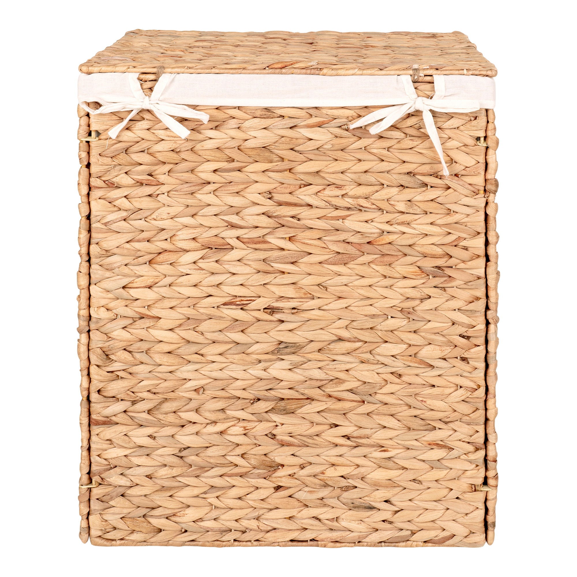 Passo Laundry Basket - Laundry basket w. lid in water hyacinth, nature, rectangular, incl lining, 43x32x55 cm