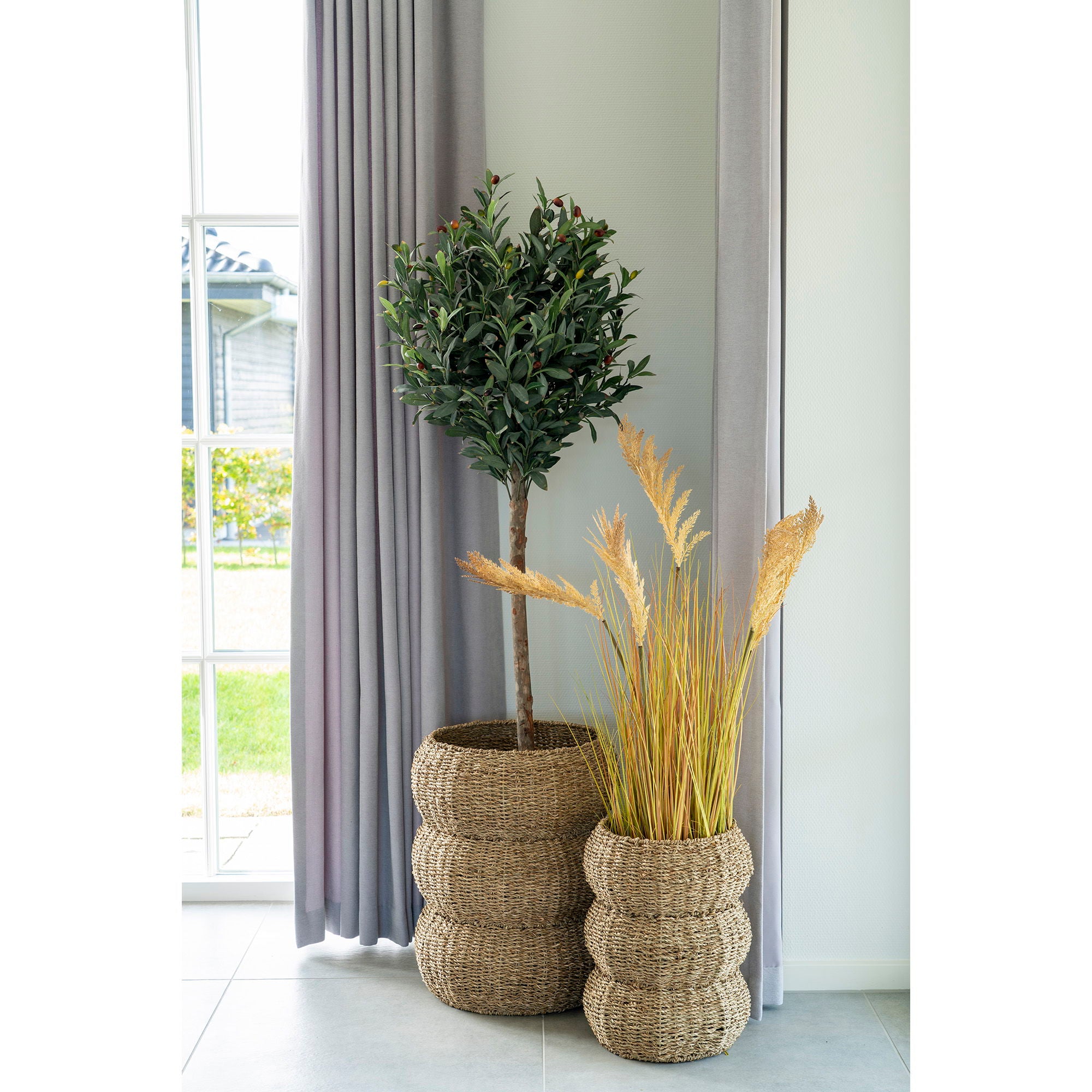 Sarbas Baskets - Baskets in seagrass, nature, round, set of 2