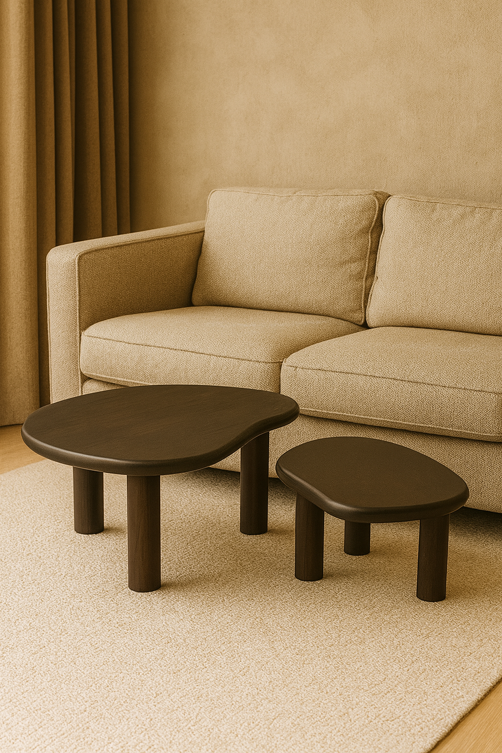 Organische salontafel set van 2 Bruin 80/70 cm