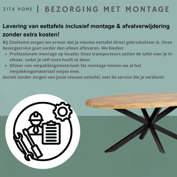 Ovale Eettafel - 240cm - Naturel Mangohout