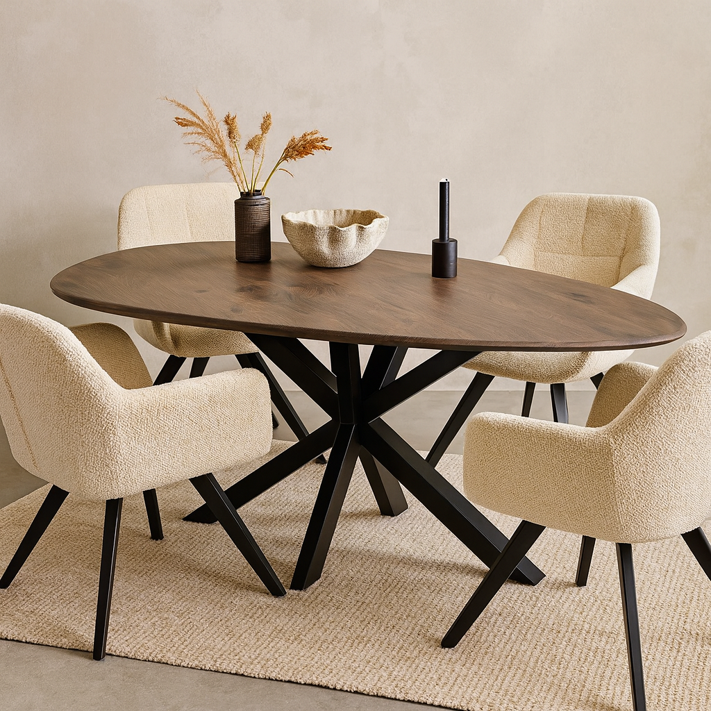 Kiezel Eettafel - 230cm - Smokey White - Eikenhout