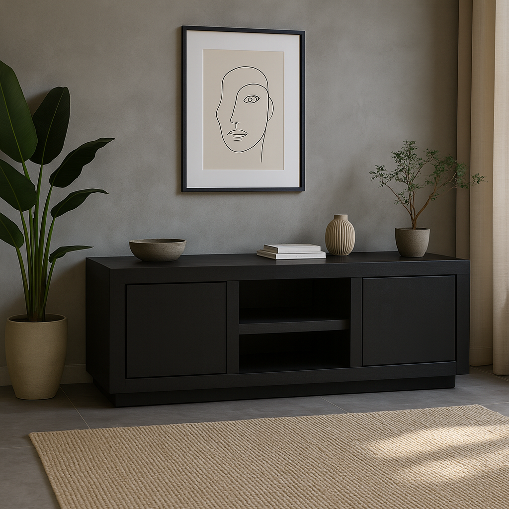 Tv-meubel Cannes – 120 cm – Zwart – Mangohout