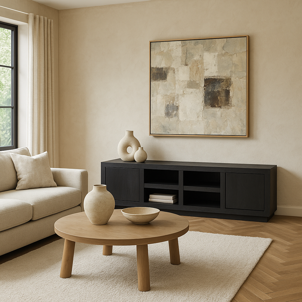 Tv-meubel Cannes – 180 cm – Zwart – Mangohout