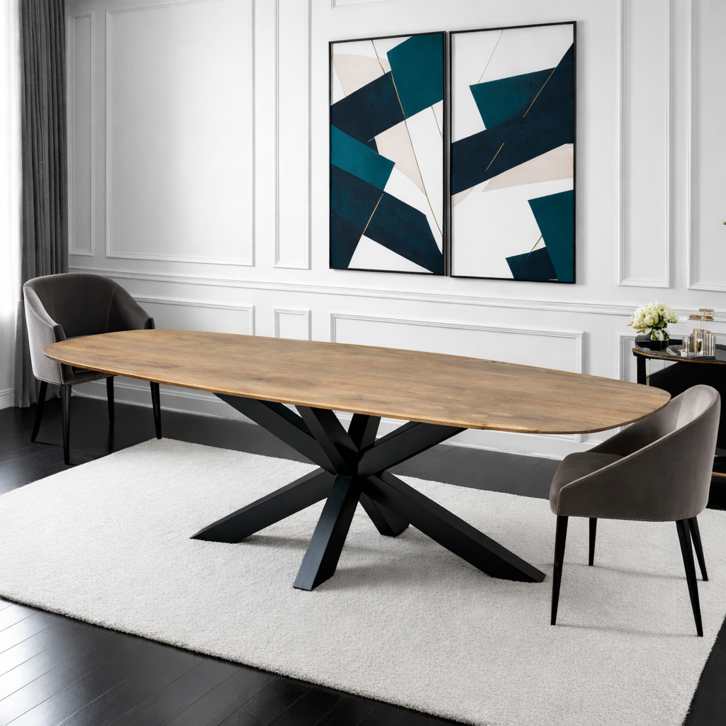 Deens ovale eettafel - 240 cm - Naturel - Mangohout extra dik frame