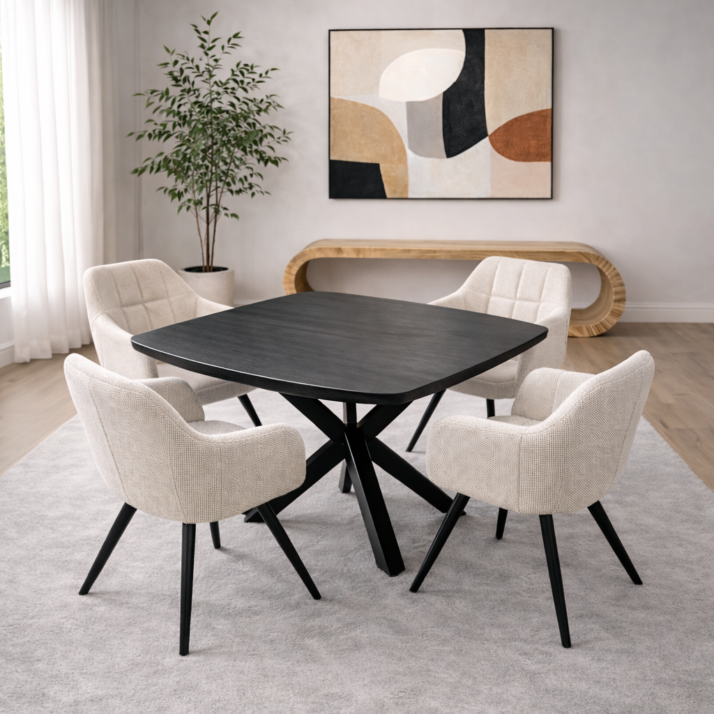 Eettafel Deens Rond – 100 cm – Zwart – Mangohout