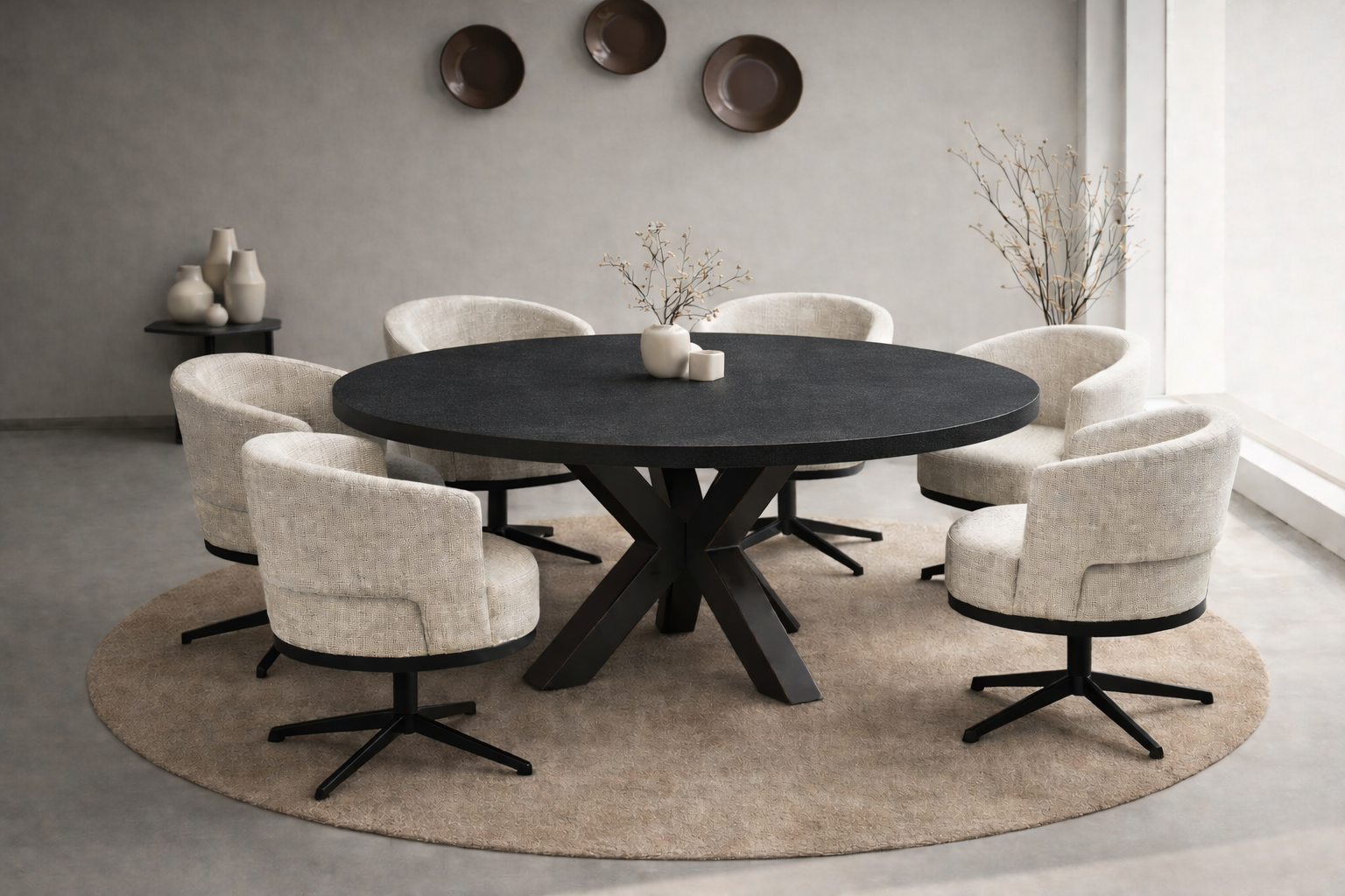 Ronde eettafel - 180 cm - Zwart - Mangohout