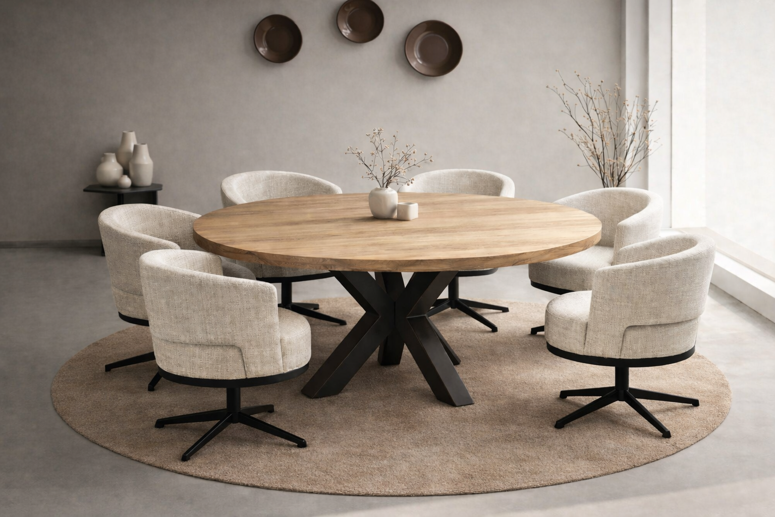 Ronde eettafel - 180 cm - Naturel - Mangohout