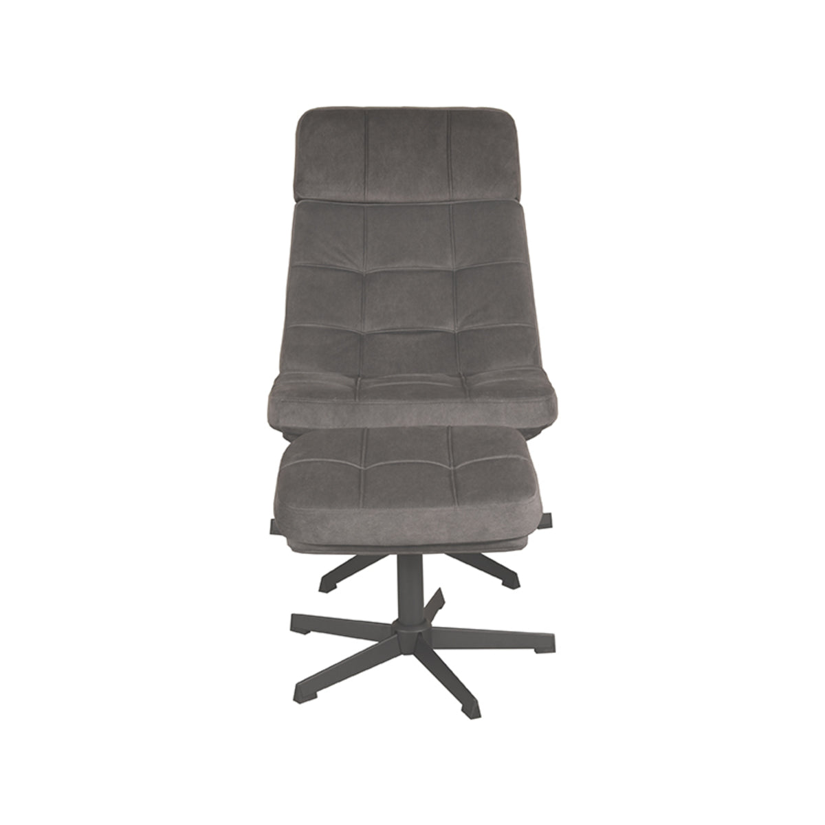 Relaxfauteuil Alvar + Ottomane - Antraciet - Micro Suede