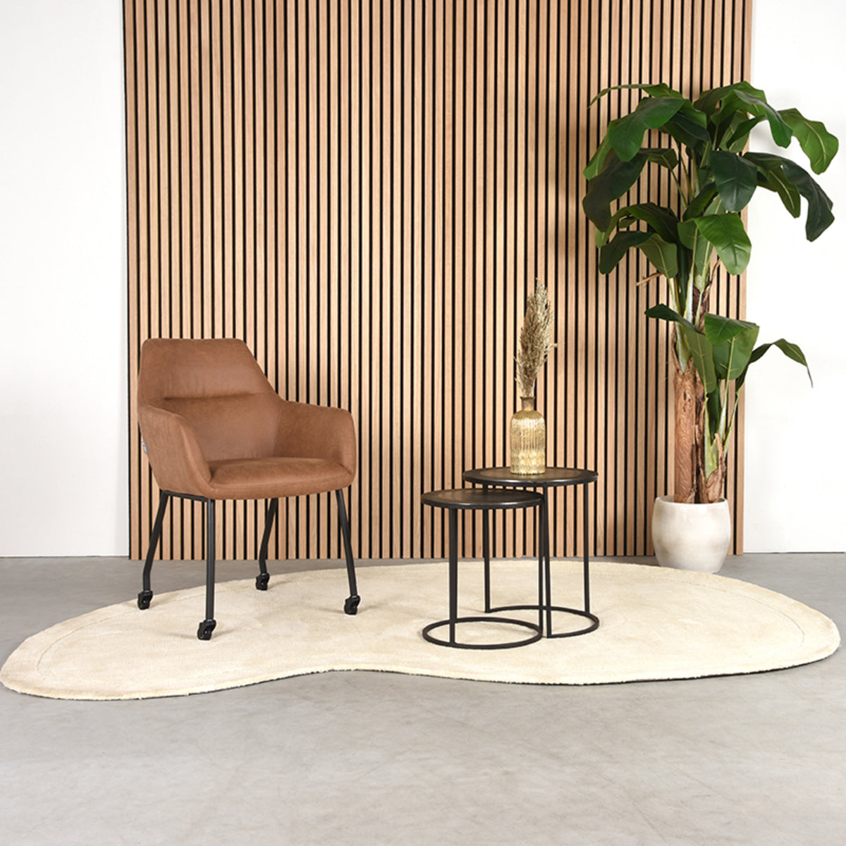 Eetkamerstoel Lenny - Cognac - Microfiber