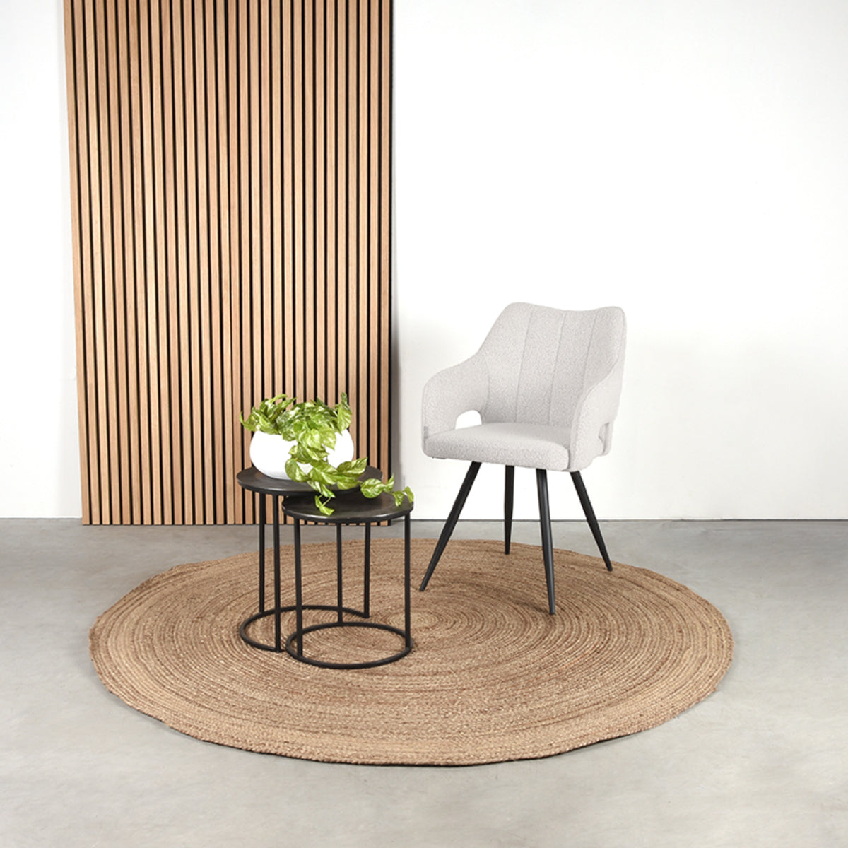 Eetkamerstoel Noud - Wit - Velours