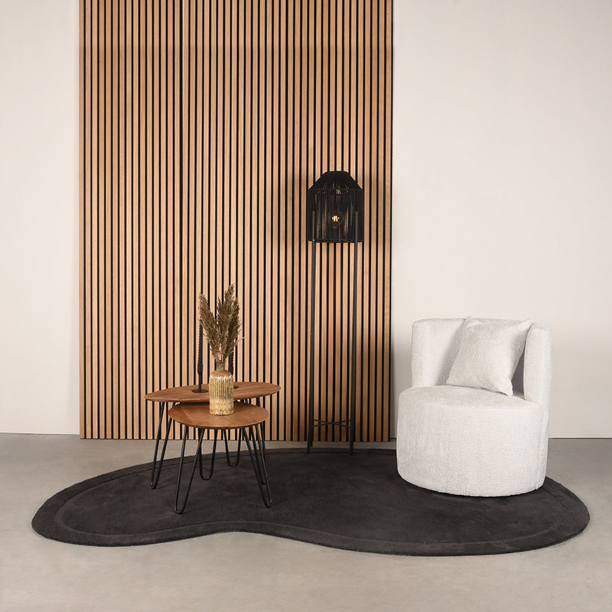 Fauteuil Evy - Naturel - Fluweel