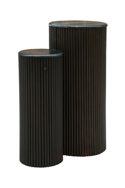 Zuilen Set van 2 – Zwart Marmer – Donkerbruin