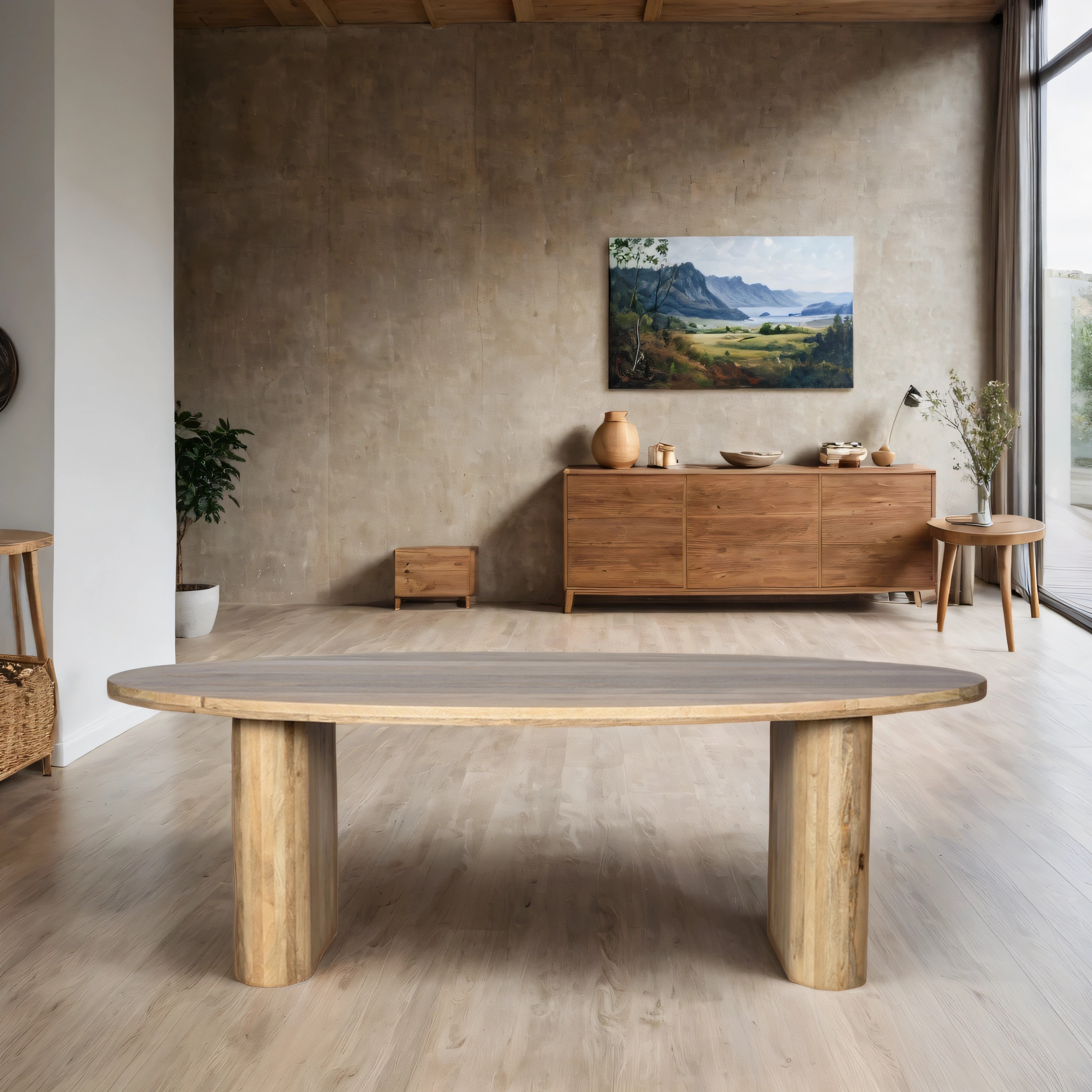 Set onderstel rond/ovaal - Naturel – Mangohout