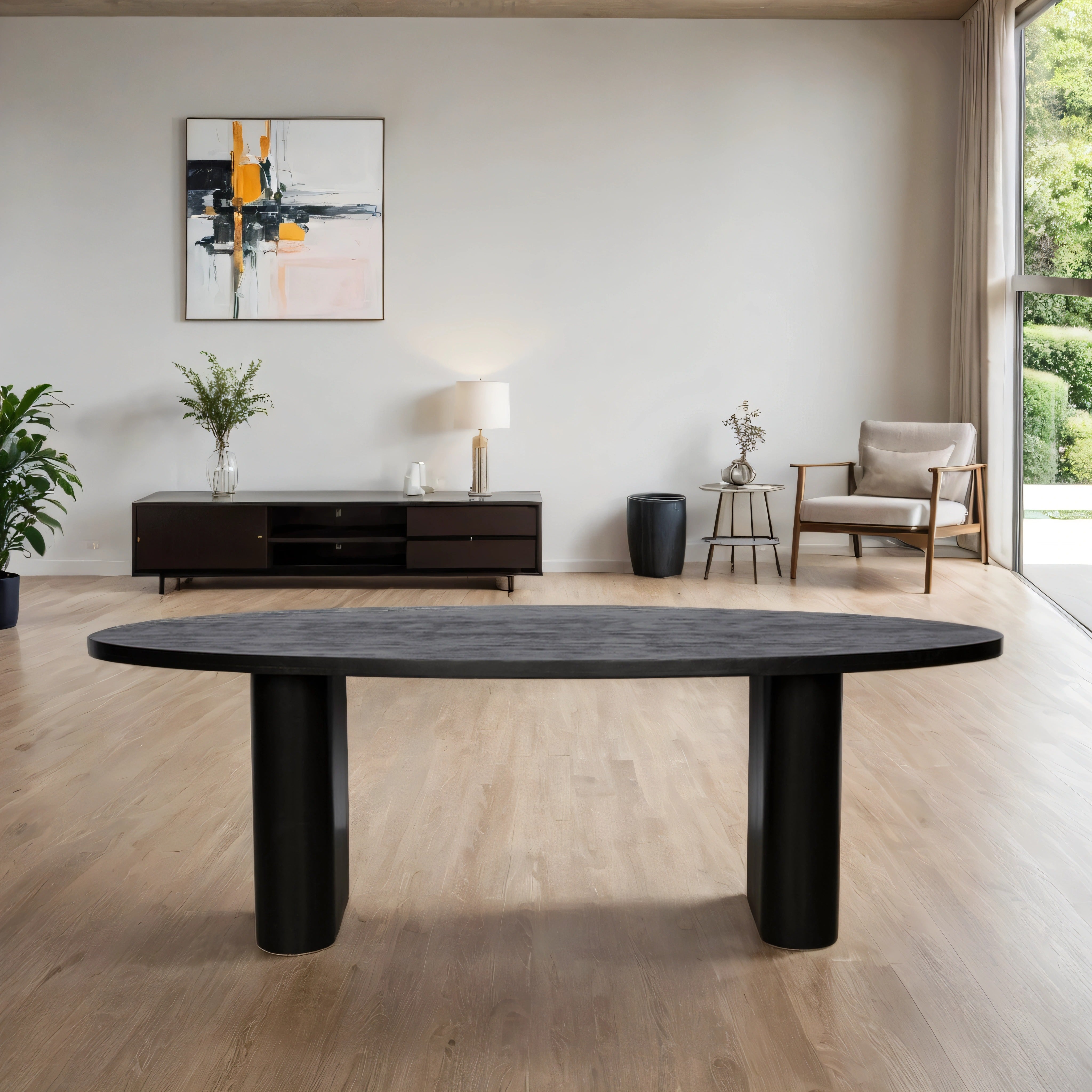 Set onderstel rond/ovaal - Zwart – Mangohout