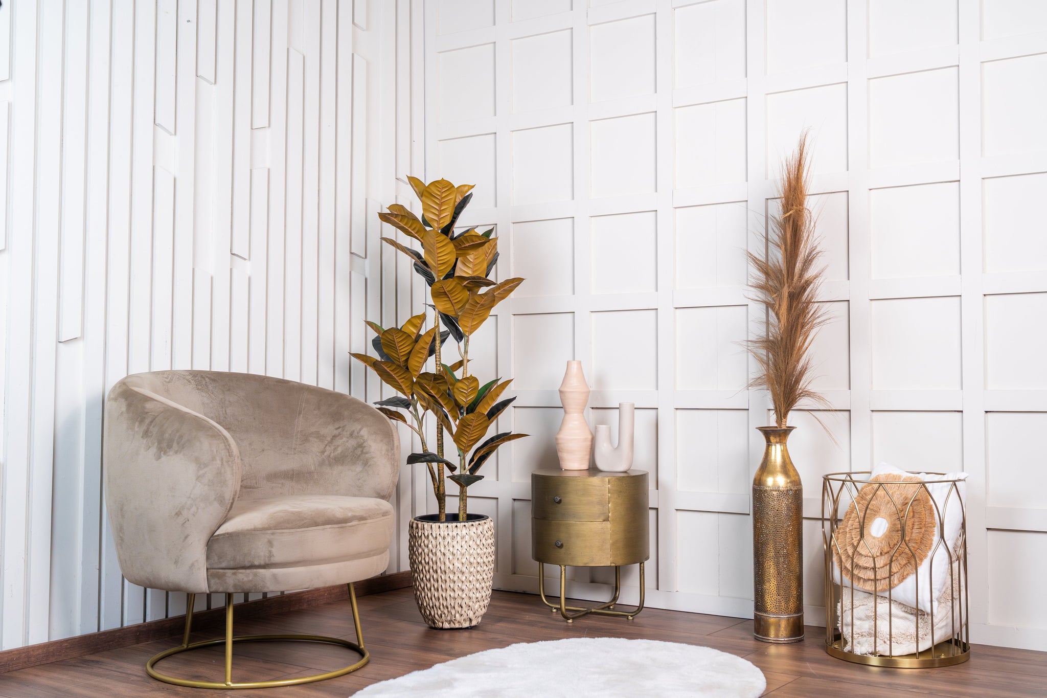 Rubberboom kunstplant 140 cm - Ficus elastica met 3 stammen