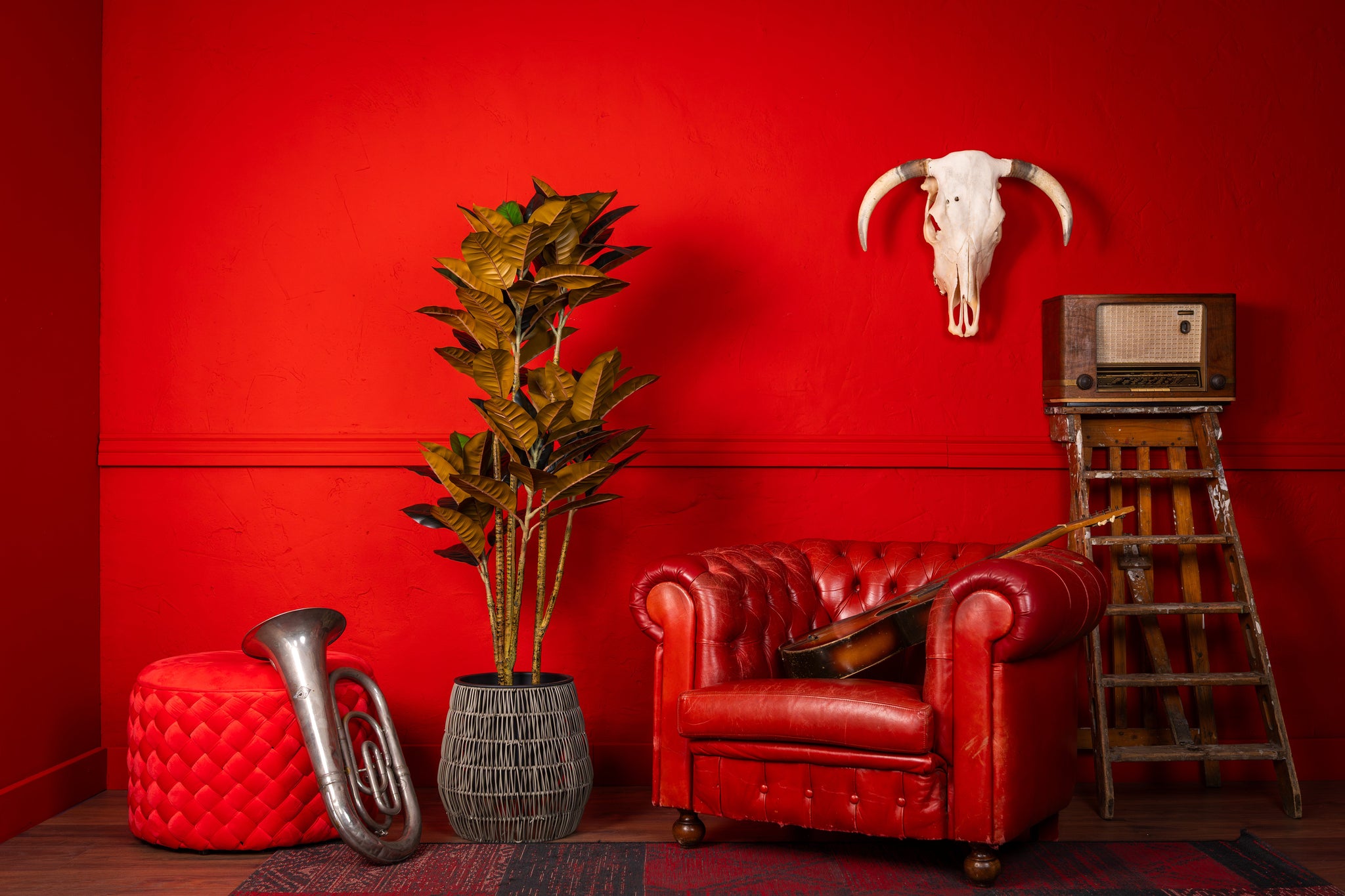 Rubberboom kunstplant 160 cm - Ficus elastica met 3 stammen