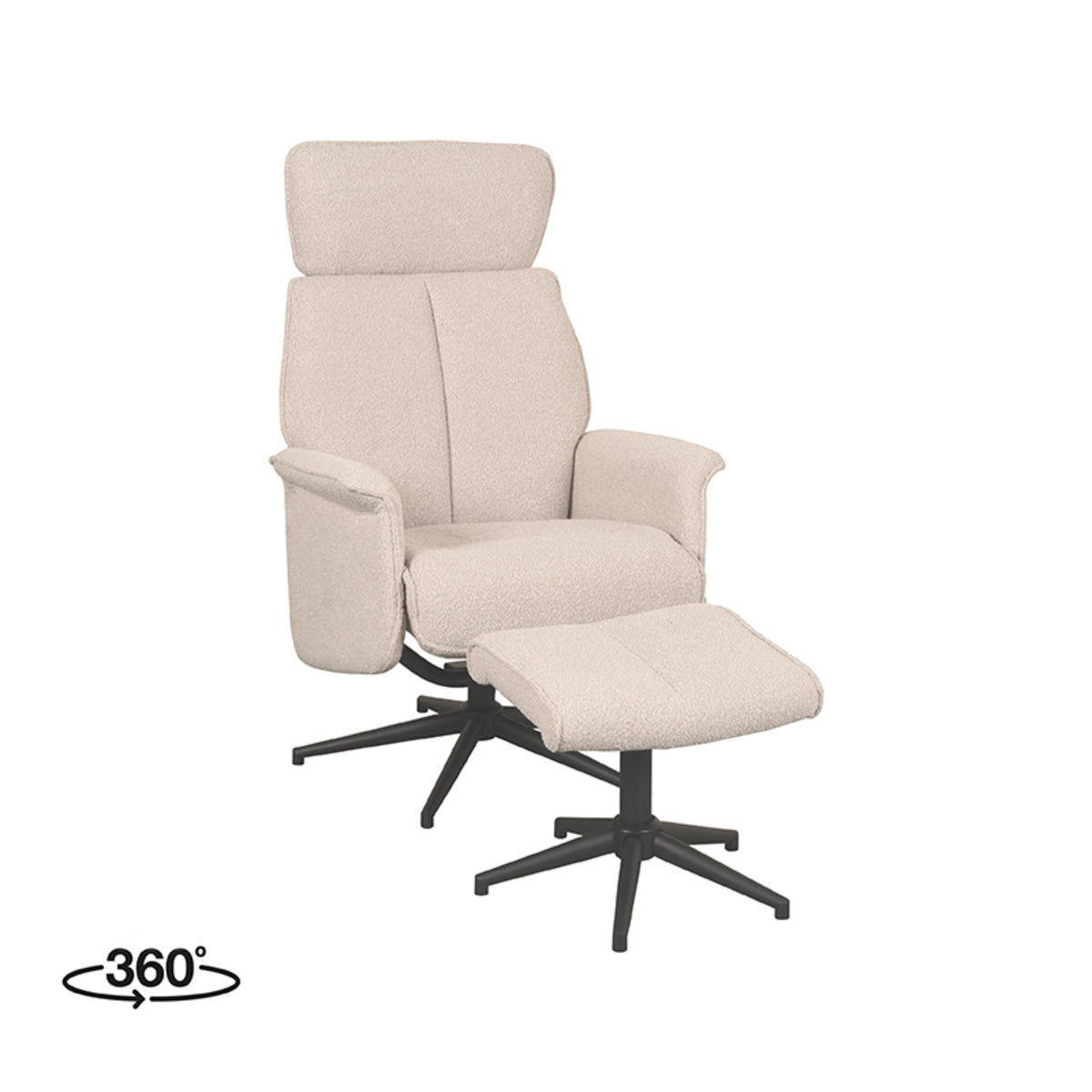 Relaxfauteuil Verdal + Ottomane - Naturel - Bouclé