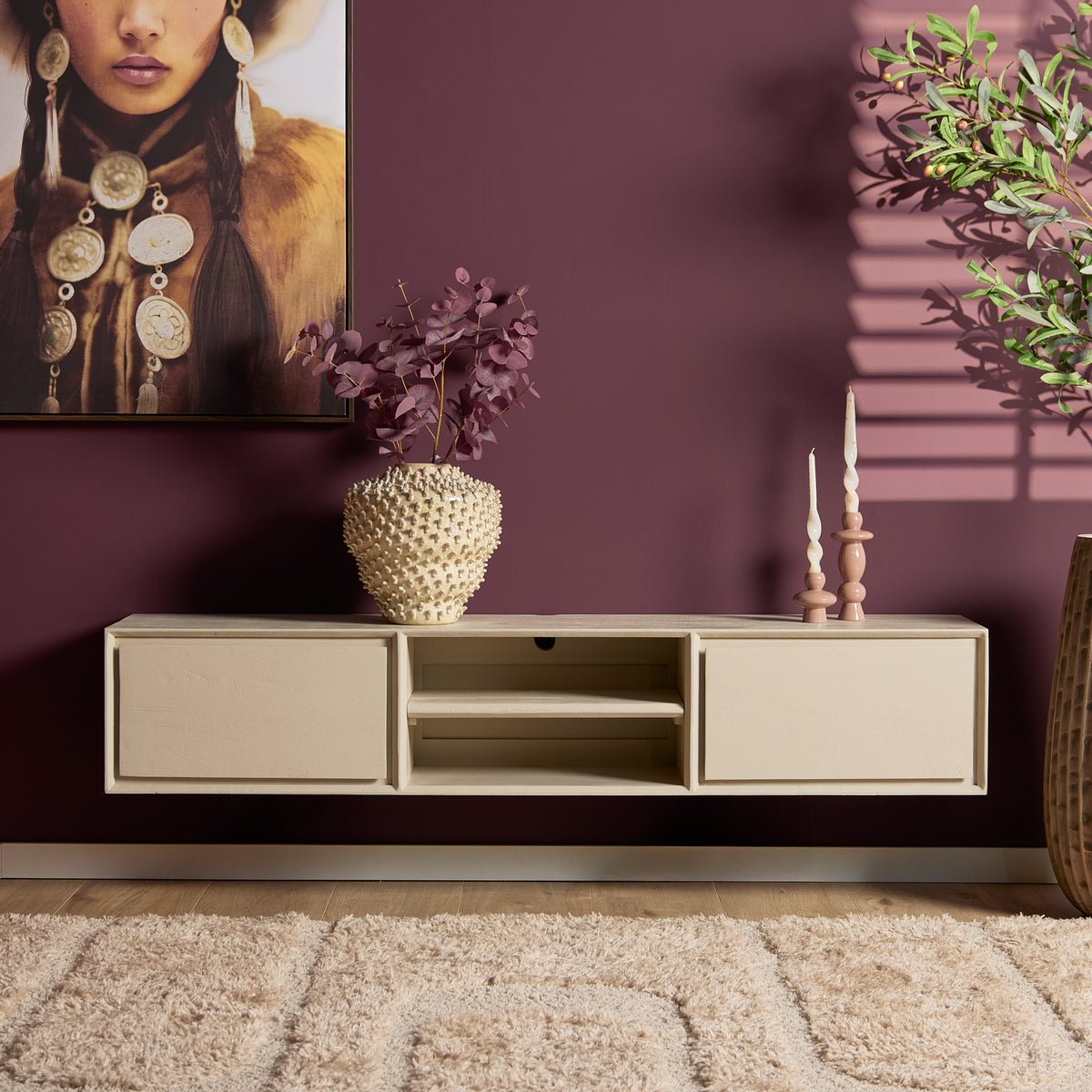 Zwevend tv meubel Ambiance Naturel | 120 cm