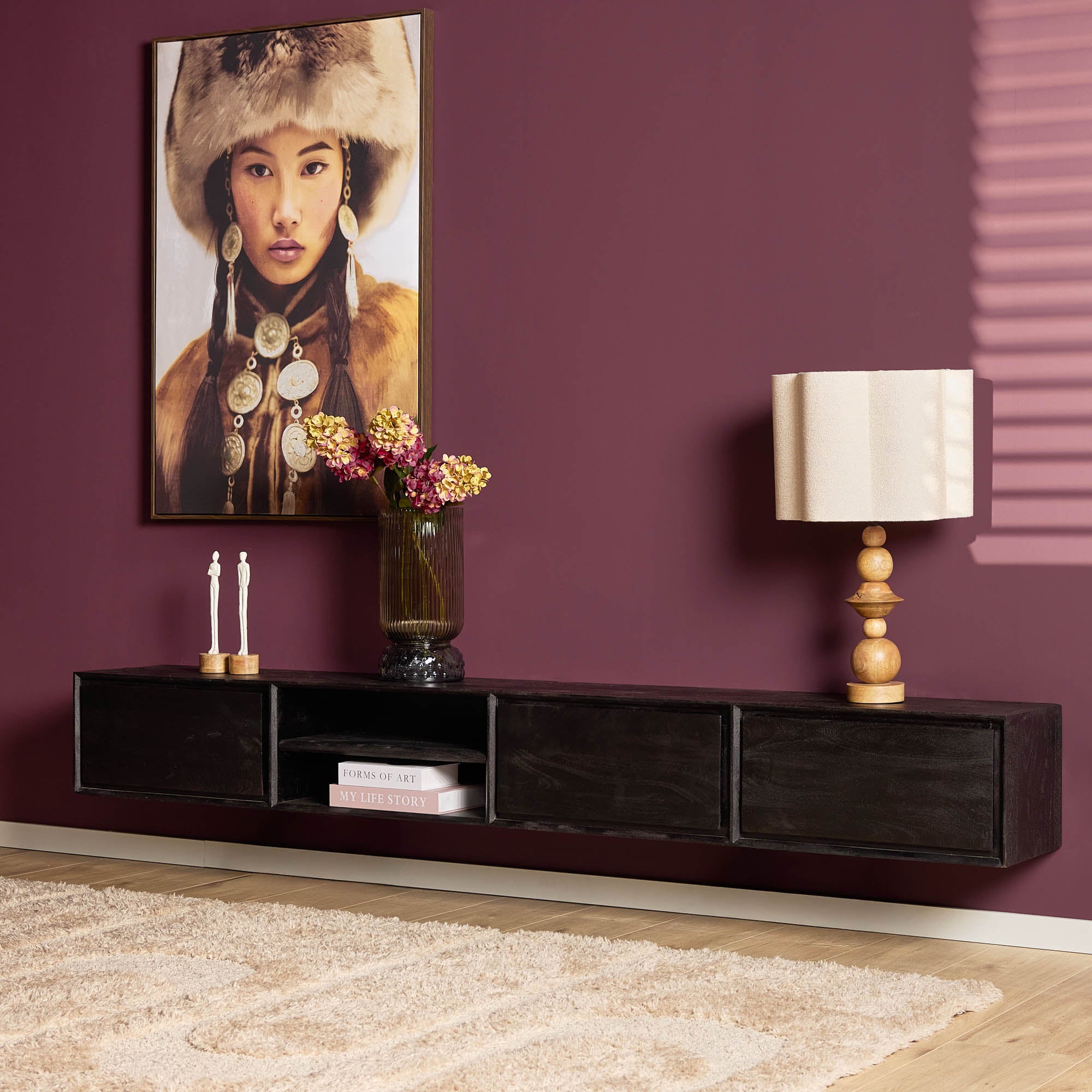 Zwevend tv meubel Ambiance Black | 240 cm